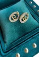 DIOR EARRINGS GOLD TONE DIAMANTE CD MONOGRAM STUDS