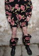 FLORAL FLEECE JOGGERS HANDMADE ROSE PRINT 2 IN 1 OVERALLS