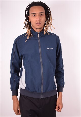 CHAMPION MENS VINTAGE TRACKSUIT TOP JACKET LARGE BLUE 90S