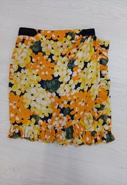 1980's Vintage Night By Valentino Skirt Yellow Floral 