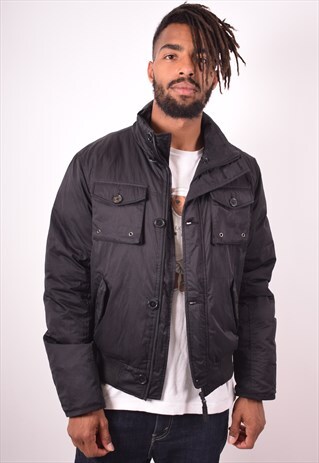 KAPPA MENS VINTAGE PADDED JACKET LARGE BLACK 90S