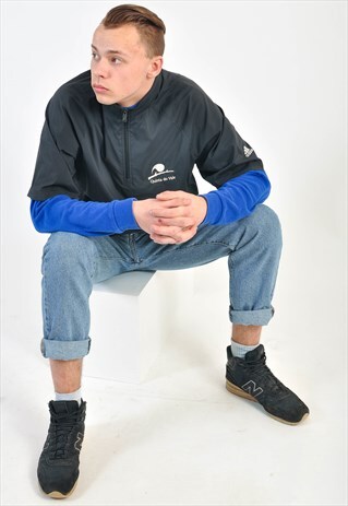 VINTAGE ADIDAS OVERHEAD JACKET IN BLACK