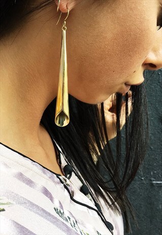 MEDIUM GOLD FLUTE EARRINGS