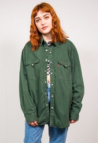 LEVI'S VINTAGE 90'S GREEN OVERSIZED DENIM SHIRT