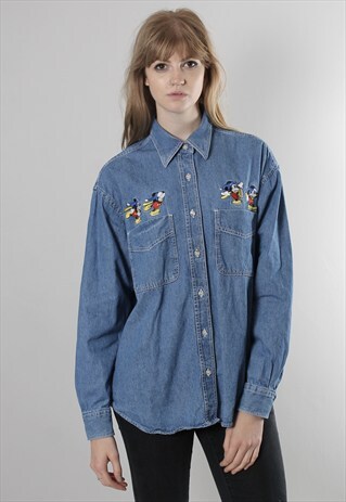 VINTAGE 90S DISNEY MICKEY DENIM SHIRT