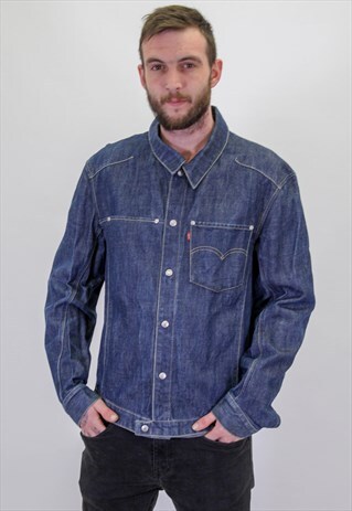 VINTAGE LEVI'S DENIM JEAN JACKET IN BLUE LARGE