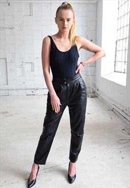 Great Black Leather Vintage Trousers 80s.