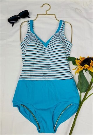 True Vintage 70's Nautical Stripe Low Back Swimsuit