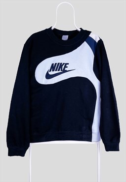 Vintage Reworked Nike Sweatshirt Black Baby Blue Spell Out
