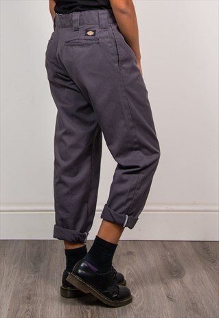 90'S VINTAGE DICKIES GREY HIGH WAIST TAPERED TROUSERS