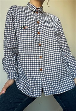 Vintage Checkered Blue Ducky Cotton Thick Shirt