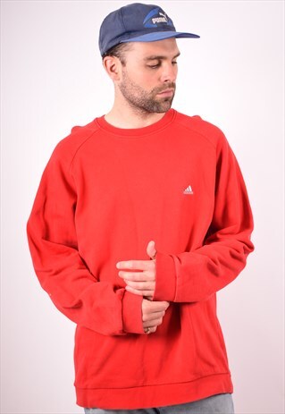 ADIDAS MENS VINTAGE SWEATSHIRT JUMPER XXL RED 90S