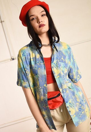 80'S RETRO FLORAL FESTIVAL BLOUSE SHIRT TOP