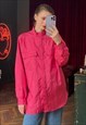 PINK SILKY BLOUSE WITH HIGH NECK, FUCHSIA BLOUSE 