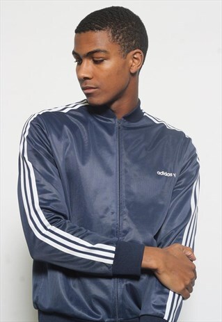 VINTAGE ADIDAS LOGO TRACK JACKET BLUE