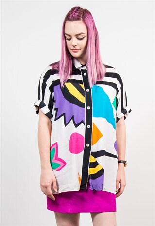 VINTAGE 90'S CRAZY BRIGHT ABSTRACT SHIRT