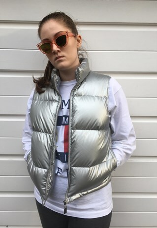 WOMENS VINTAGE SILVER HOLOGRAPHIC RALPH LAUREN GILET