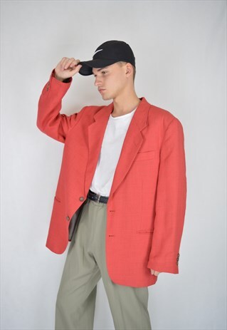 VINTAGE RED 80'S RAVE OVERSIZE BLAZER