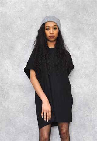BLACK OVERSIZED BOYFRIEND T-SHIRT DRESS