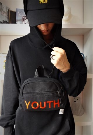 YOUTH EMBROIDERED SLOGAN CHEST BAG CROSS BODY BUM BAG
