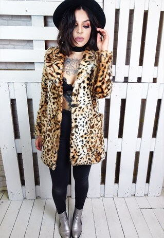 FAUX FUR LEOPARD PRINT COAT