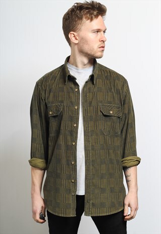 VINTAGE CORDUROY CORD SHIRT GREEN