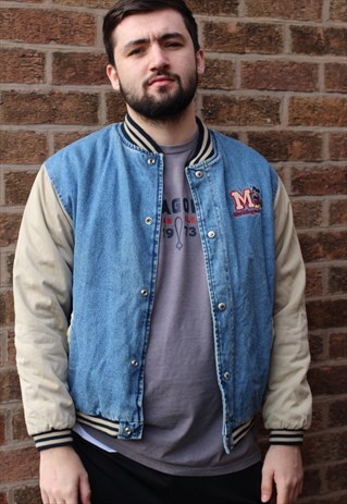 VINTAGE WALT DISNEY WORLD DENIM BOMBER JACKET