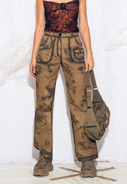 Reworked Vintage 90s Cargo Pants in Mud Wash Brown