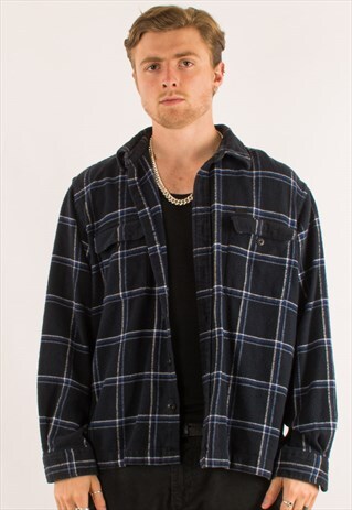 VINTAGE NAVY CHECKERED POLO SPORT SPORTSMAN RALPH LAUREN FLA