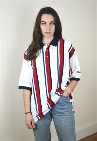 90'S VINTAGE RED & WHITE STRIPED DONNAY POLO TOP