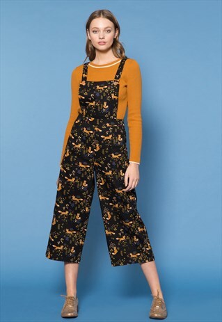 BLACK FOX PRINT OVERALLS