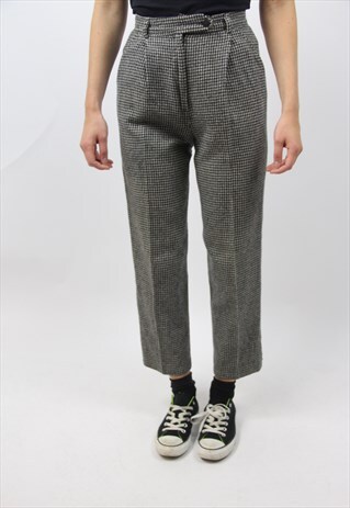 VINTAGE DOGTOOTH PATTERNED WOOL TROUSERS