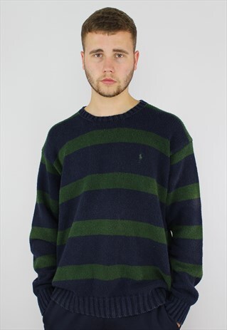 RALPH LAUREN STRIPED COLOUR BLOCK KNITTED JUMPER