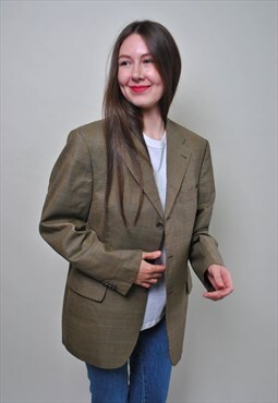 Oversize wool blazer, vintage formal suit jacket