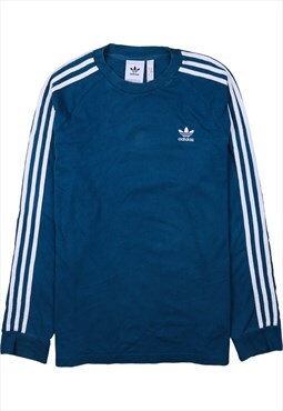Vintage 90's Adidas Sweatshirt Lightweight Crew Neck Blue