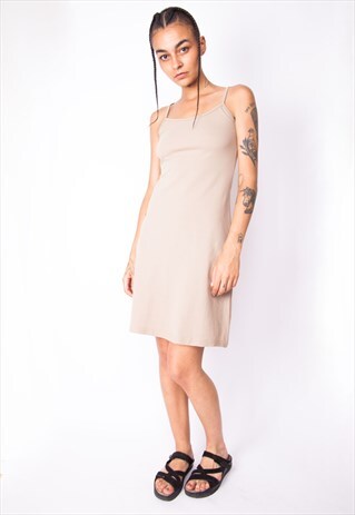 VINTAGE 90S BEIGE MINI DRESS ID:2155