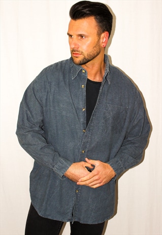 VINTAGE WASHED BLUE FLANNEL SHIRT