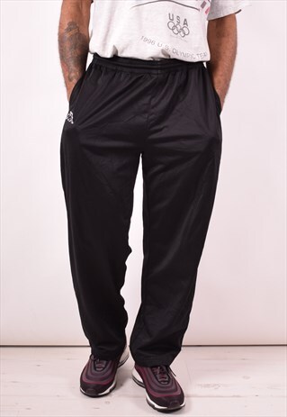 KAPPA MENS VINTAGE TRACKSUIT TROUSERS XL BLACK 90S