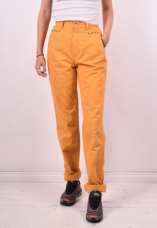 WOMENS VINTAGE JEANS W24 L36 YELLOW 90'S
