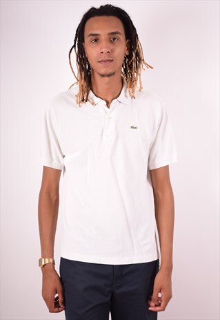 LACOSTE MENS VINTAGE POLO SHIRT LARGE WHITE 90S