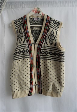 Vintage Norwegian Sweater Jumper Cardigan Wool Vest Woolen