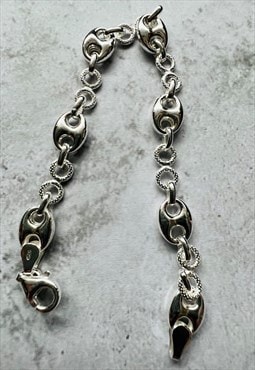 Sterling silver fancy peanut style link bracelet for men 7,5