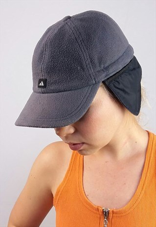 VINTAGE ADIDAS UNISEX FLEECE WINTER CAP WITH EAR FLAPS