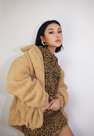 FURRY FAUX WOOL JACKET