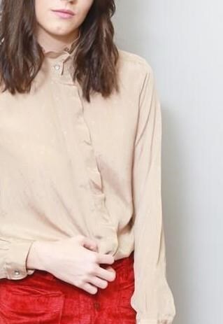 VINTAGE 1970'S SANDY RUFFLE SILKY BLOUSE