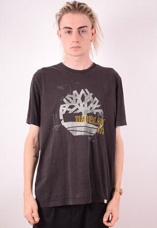 TIMBERLAND MENS VINTAGE T-SHIRT TOP LARGE BLACK 90S