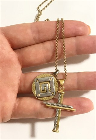 VINTAGE GIVENCHY MEDALLION & CROSS NECKLACE