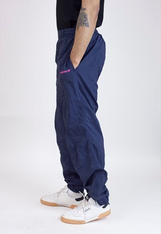 VINTAGE 90S ADIDAS NAVY SHELL TRACKSUIT BOTTOMS