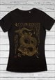 JAPANESE DRAGON T SHIRT  ORGANIC COTTON WOMENS BLACK TEE TOP