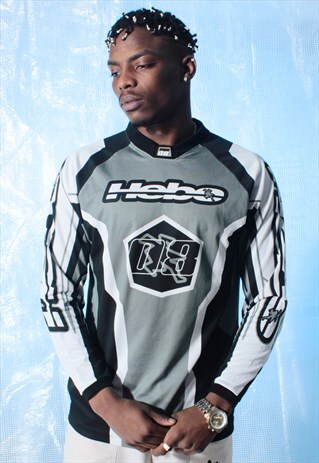 VINTAGE HEBO GREY, BLACK AND WHITE LONG SLEEVE TOP